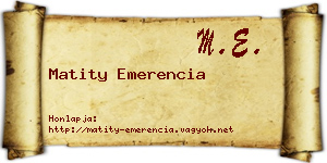 Matity Emerencia névjegykártya